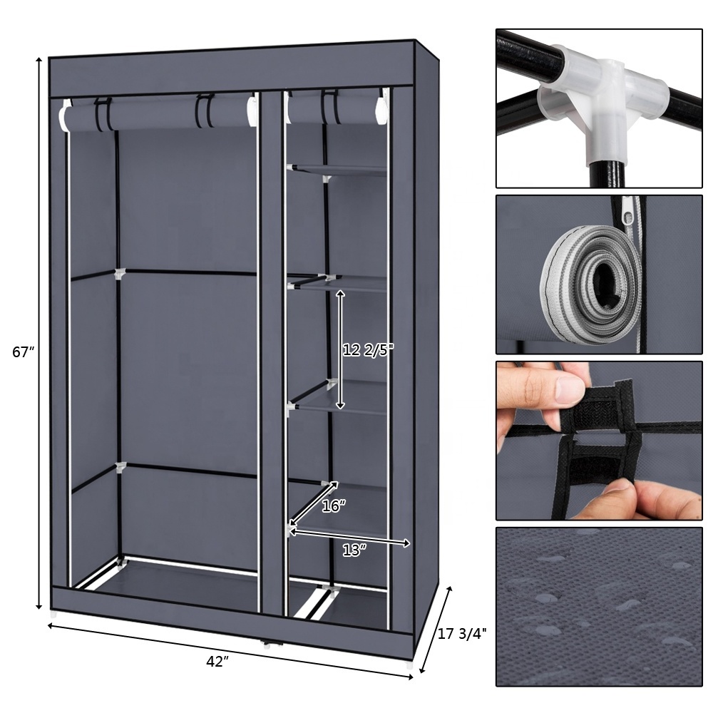 Basics Expandable Metal Hanging Storage Organizer Rack Wardrobe with Shelves