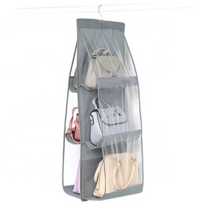 2022 Hot Sale 6 Pocket Large Clear Shelf Bags Purse Handbags Hanging Bag Organizer