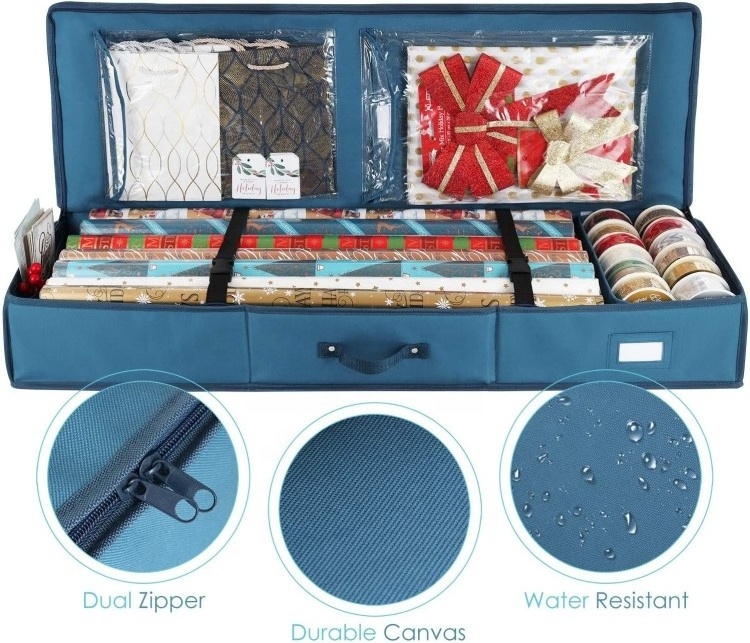 Luxury Oxford Polyester Christmas Storage Box Rolls Wrap Organizer