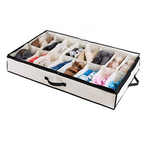 16 Pairs Underbed Container Solution Shoes Box Bins with Clear Lid Under the Bed Shoe Organizer