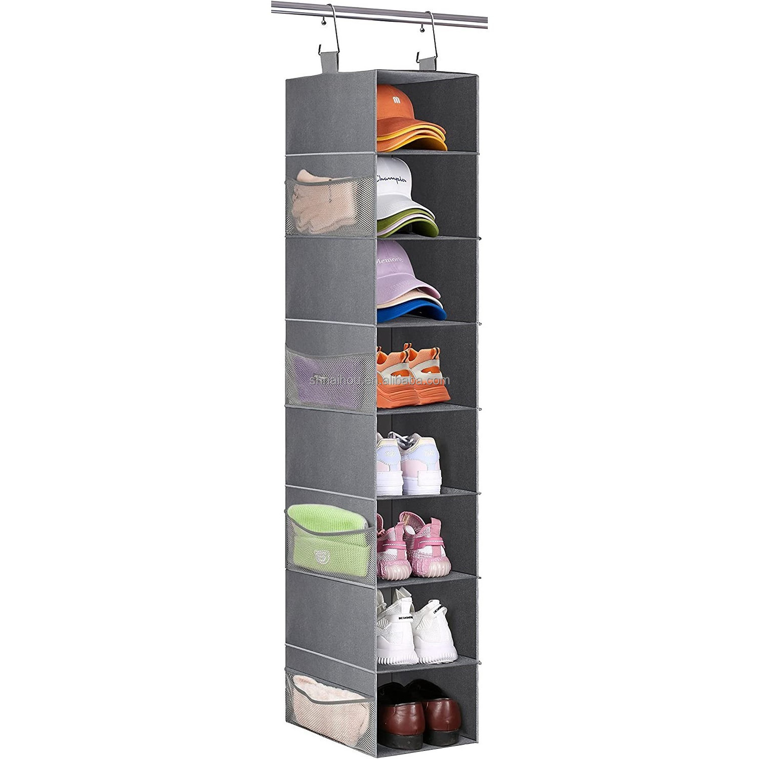 Collapsible Hanging Closet Shelves Closet Organizer Double Hanger  6-Pocket