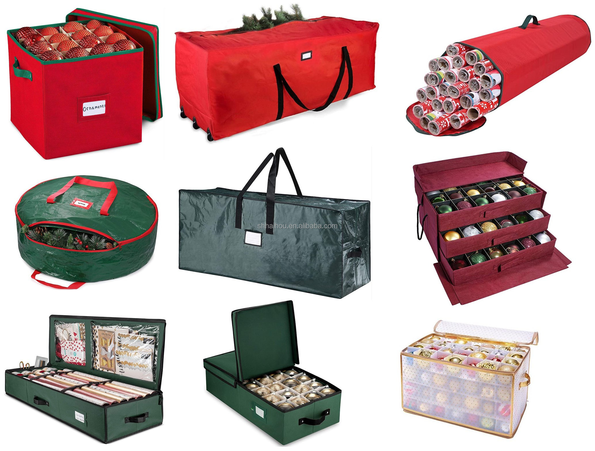 Luxury Oxford Polyester Christmas Storage Box Rolls Wrap Organizer