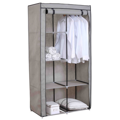 Basics Expandable Metal Hanging Storage Organizer Rack Wardrobe with Shelves