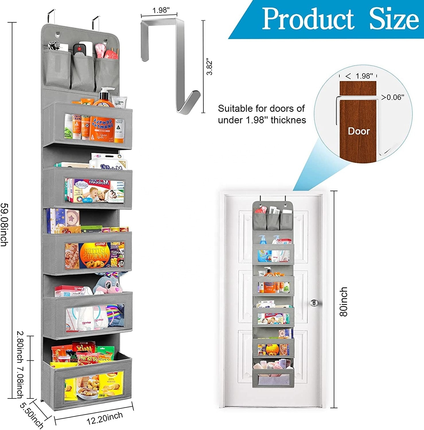 Premium Pantry Baby Closet Room Clear Window Over The Door Hanging Storage Organizer