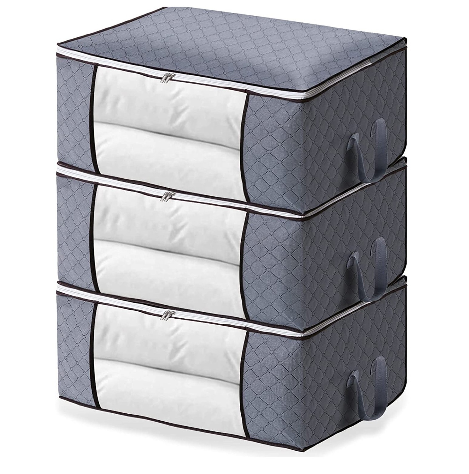 Closet box foldable double window print waterproof oxford clothes storage bag organizer with lid