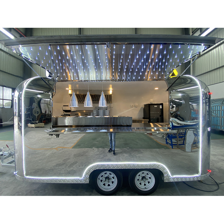 4m Length Airstream Fully Equipped Bbq Grill Food Trailer Remorque Pizza Oven Food Truck For Europe