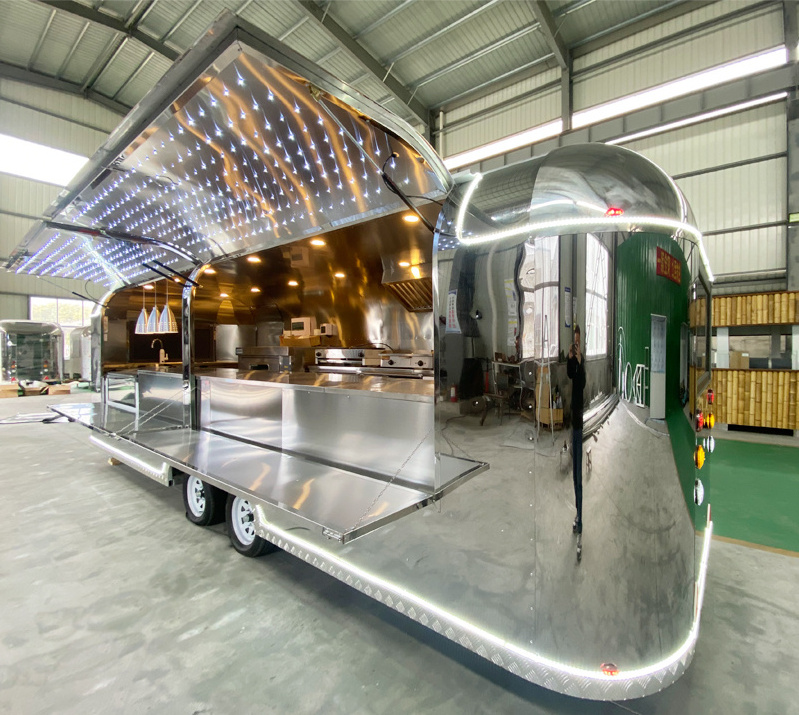 CE Mobile Street Coffee Ice Cream Fast Food Carts Caravan Airstream Food Truck With Full Kitchen For Sale