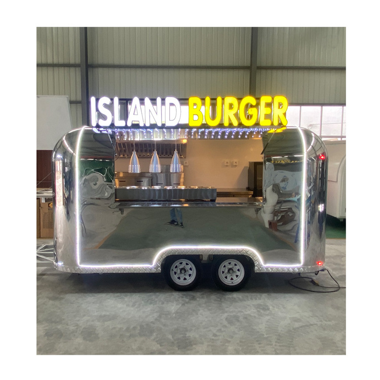 Custom Design Stainless Steel Mobile Ice Cream Airstream Food Truck For Hot Dog Cart Sale