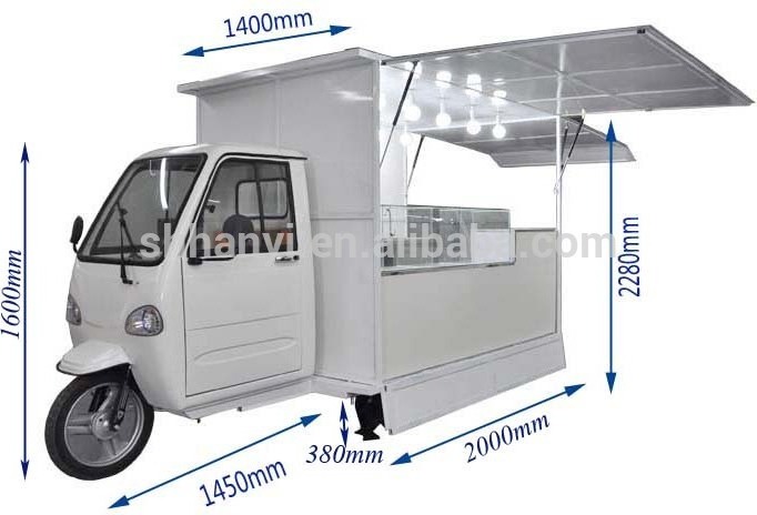 Electric Tricycle Piaggio Ape Food Trailer Mobile Kitchen Food Truck For Sale