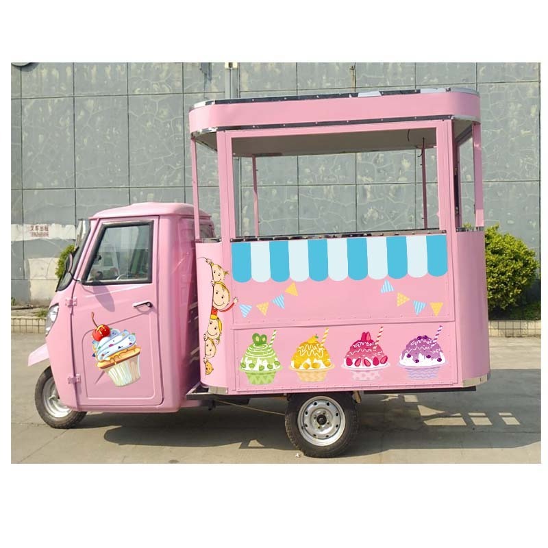 New Design Pink Three Wheel Motorcycle Food Truck For Ice Cream Cart Sale