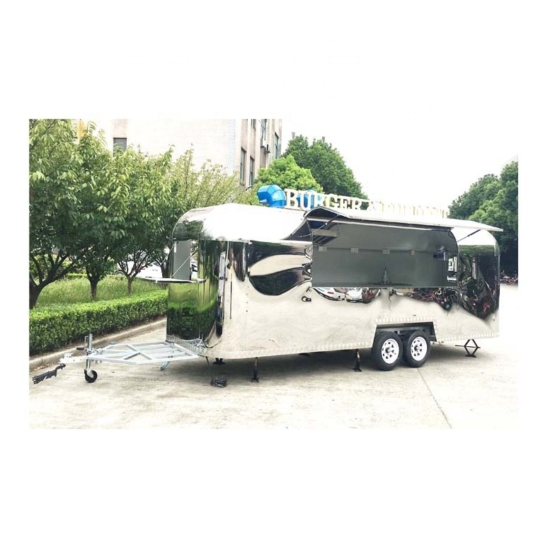 Stainless Steel Airstream Food Trailer /Mobile Pizza Food Truck For Hot Dog Cart Sale