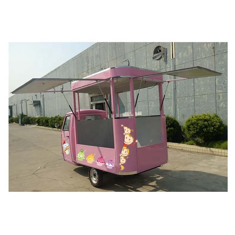 New Design Pink Three Wheel Motorcycle Food Truck For Ice Cream Cart Sale