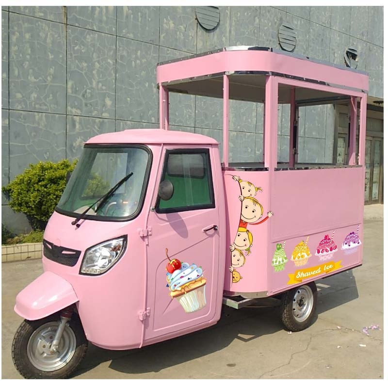 New Design Pink Three Wheel Motorcycle Food Truck For Ice Cream Cart Sale