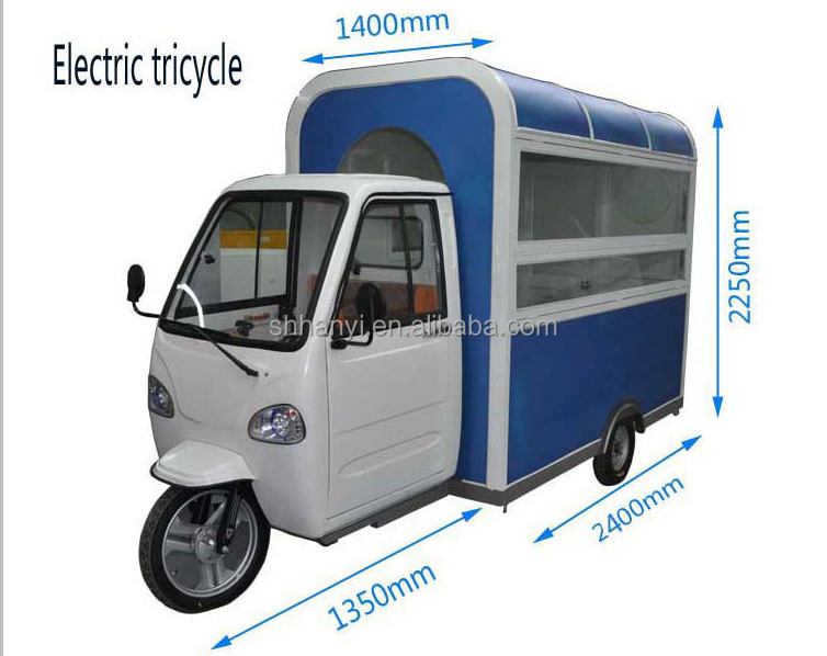 3 Wheel Electric Piaggio Ape Mobile Food Carts For Hot Dog Sale