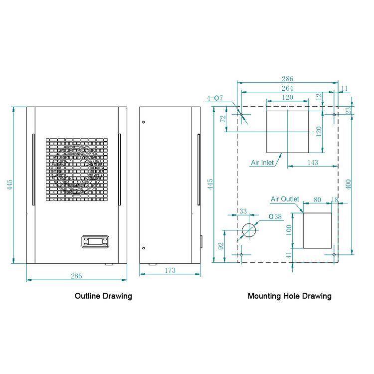 Customized Industrial Cabinet Air Conditioner 220V AC 300W Cooling System Telecom Indoor Cabinet