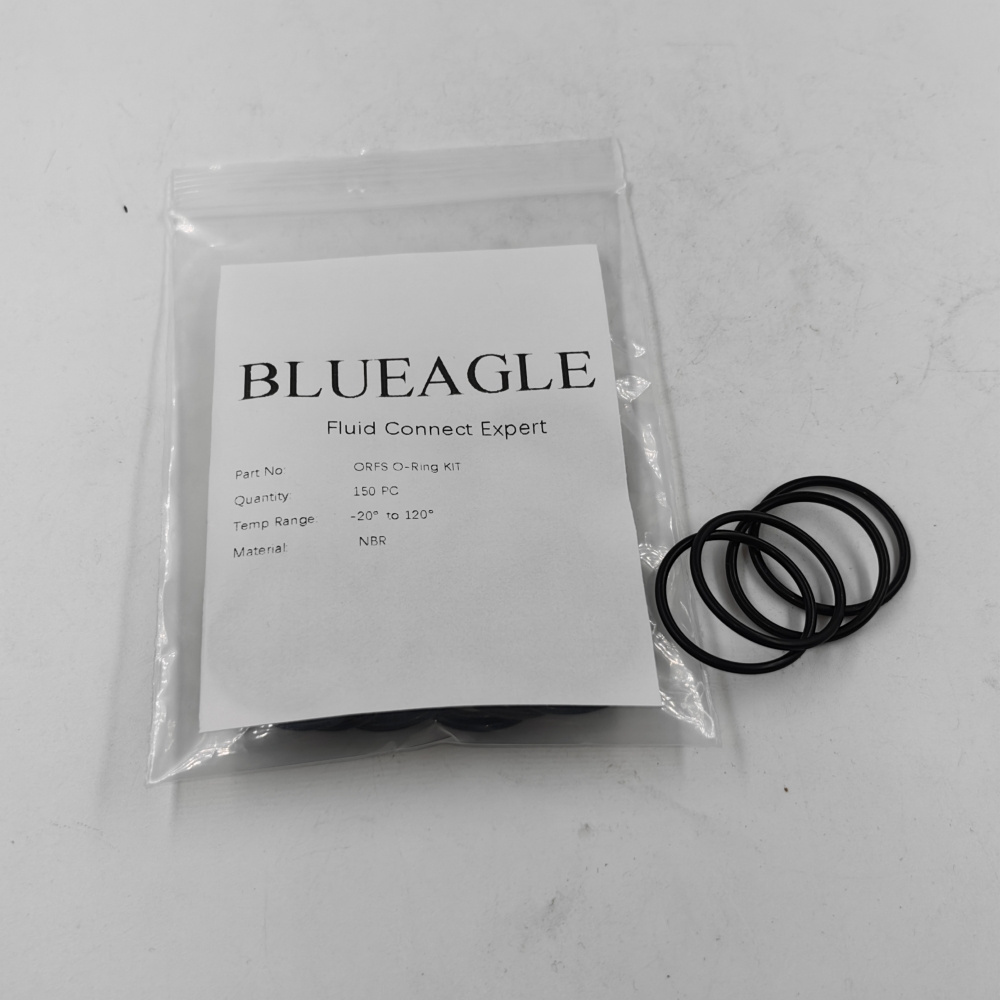 BLUEAGLE ORFS O Ring KIT 128 PCS, NBR Flat Face Sealing For ORFS Hydraulic Adapters