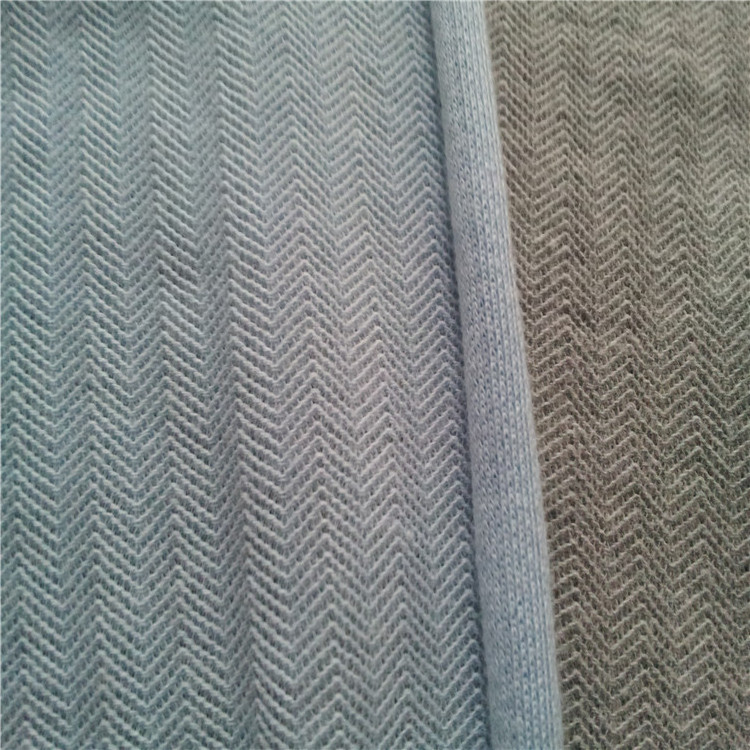 Custom Knitted Suiting Fabric Cotton Polyamide Elastane Knit Dobby Herringbone Fabric