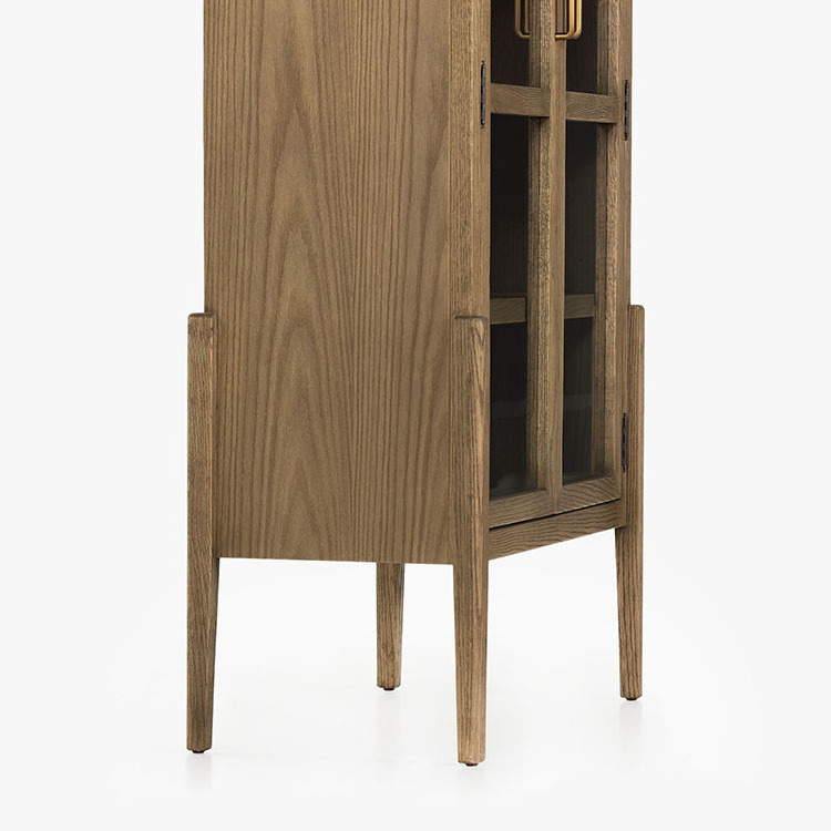 Livingroom Furniture glass display cabinet arched oak cabinet with beautiful open grain french retro  furniture storage cabinet