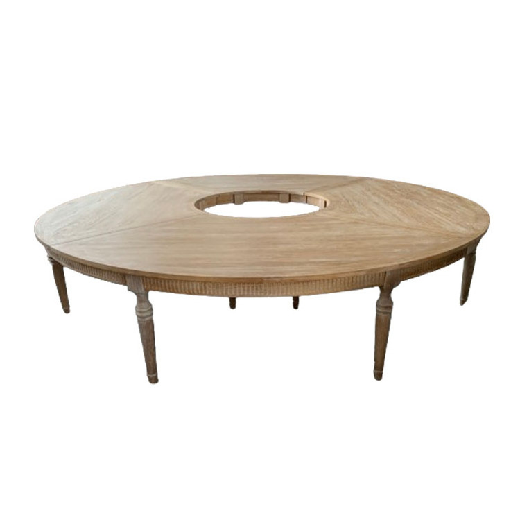 Wholesale China Rustic Wood Natural Wooden Serpentine Farmhouse Table Mahogany Round Bar Counter Table for Wedding Events