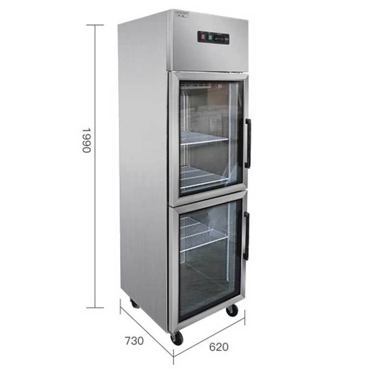 China manufacturer commercial refrigerator glass door double temperature freezer and chiller for kitchen and cold drink shop