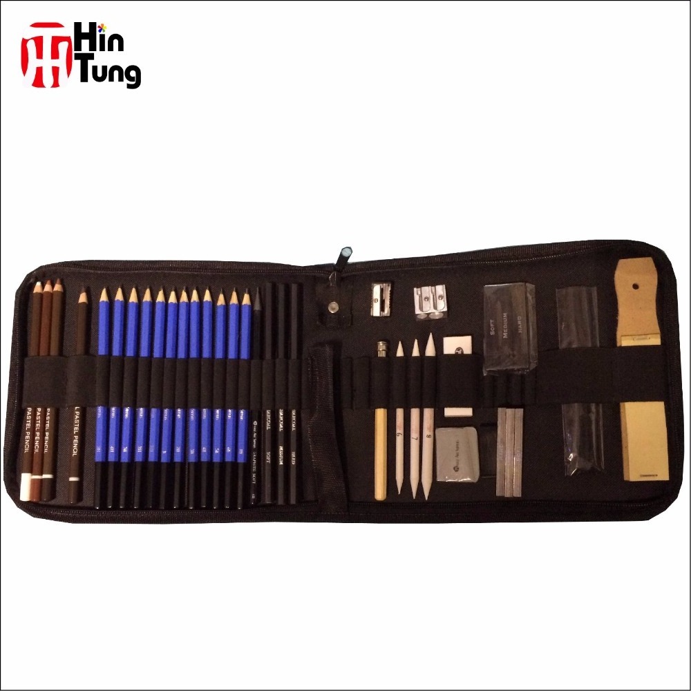 40pcs artist charcoal and sketching set in Nylon Case