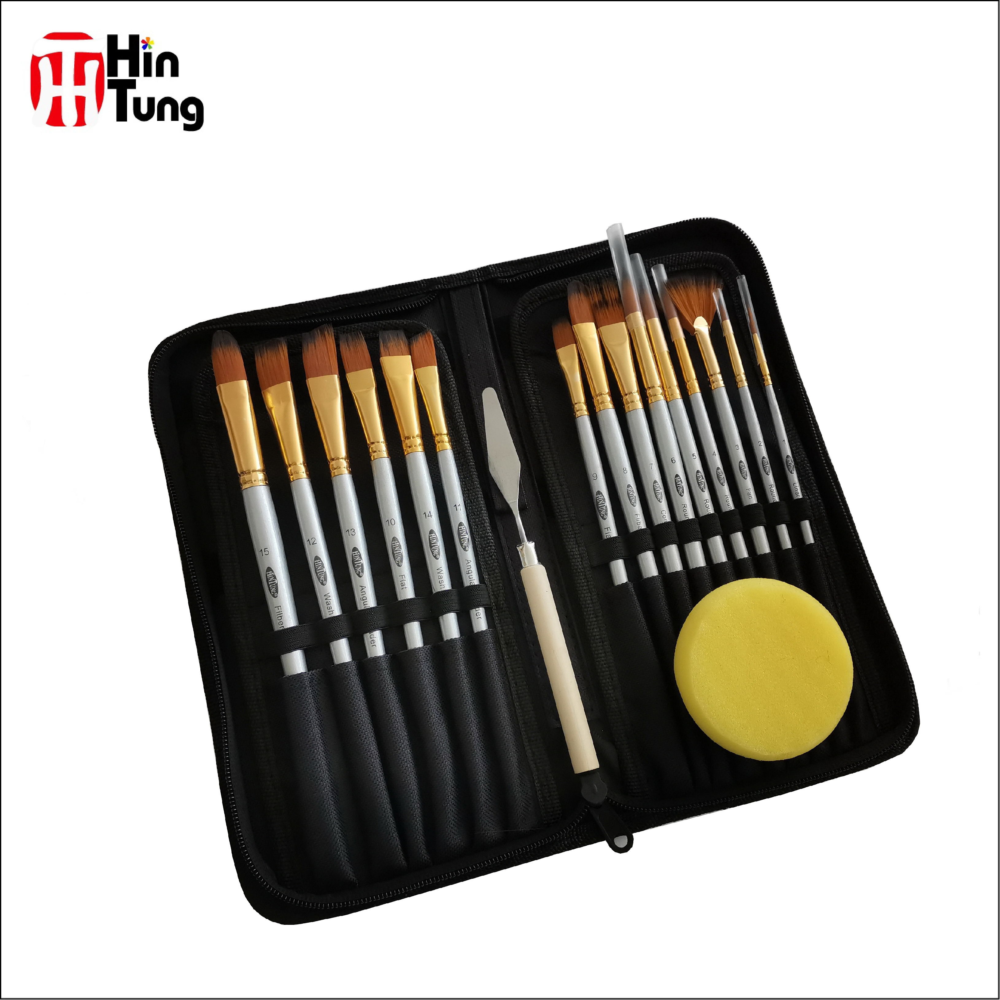 18pcs Artist Paint Brush with Carry Pop Up Stand Nylon Case