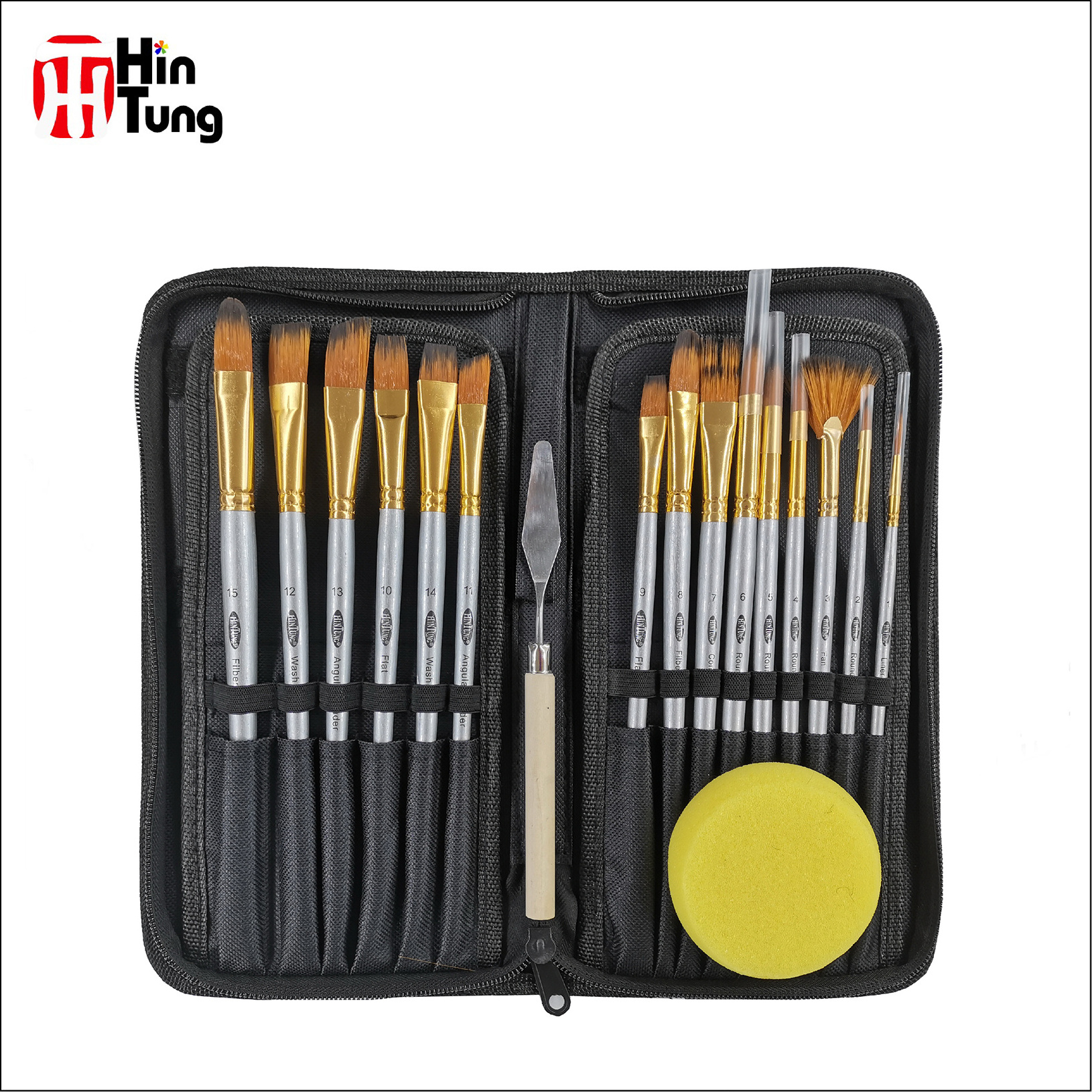 18pcs Artist Paint Brush with Carry Pop Up Stand Nylon Case