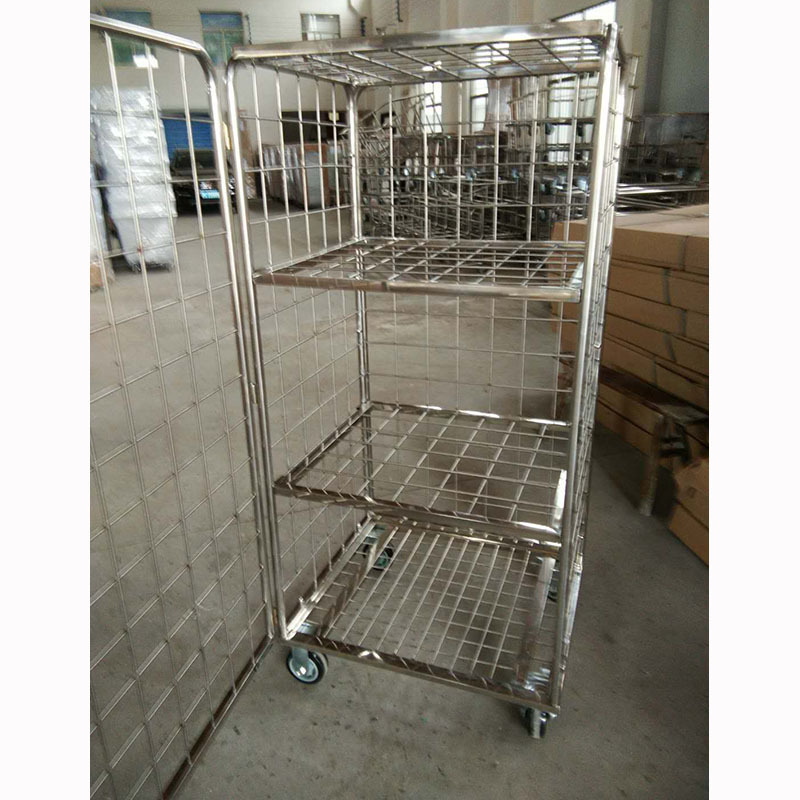 Stainless steel laundry cage trolley