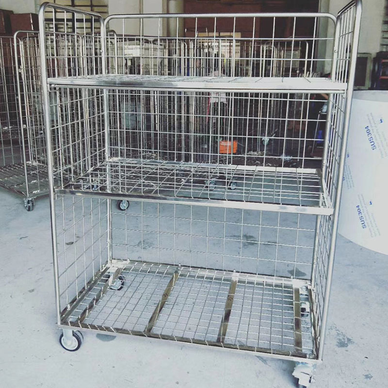 Stainless steel laundry cage trolley