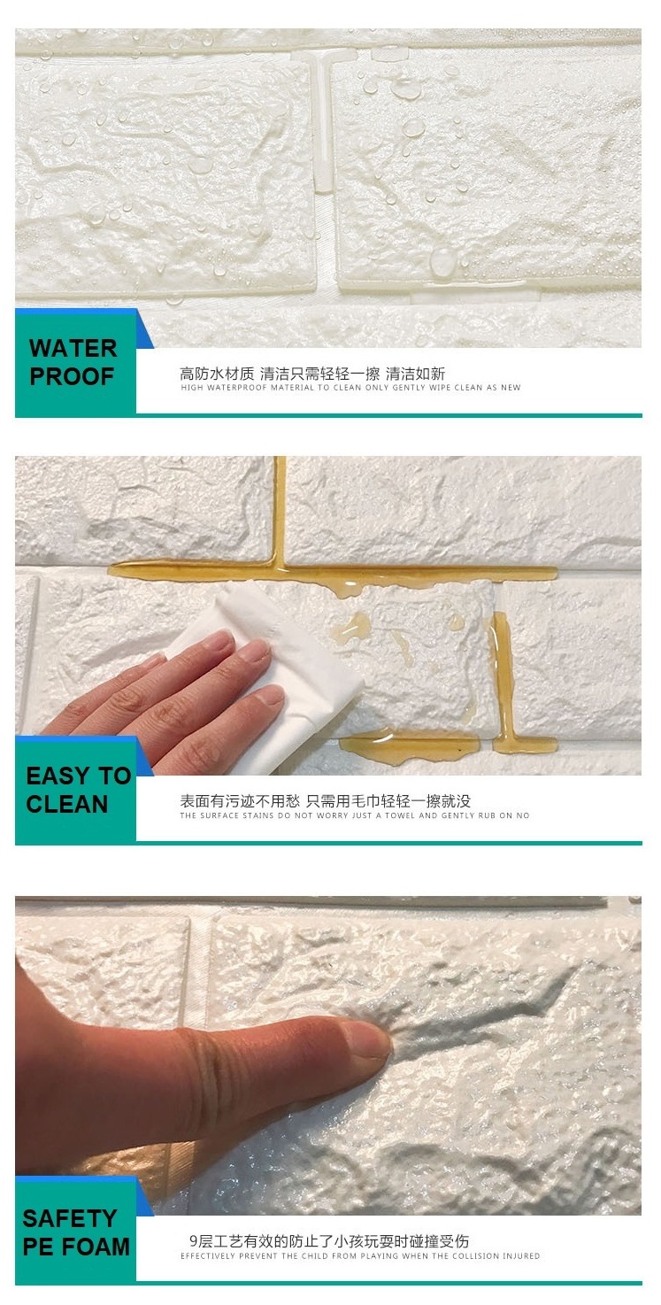 PE Foam Wallpaper 3d Wallpapers Brick stone Wallpaper self adhesive sticker for home bedroom diy decoration