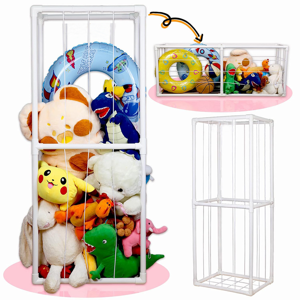 Large Capacity Plush Toy Storage Rack Metal Tube Children'S Toy Storage Rack Elastic Band