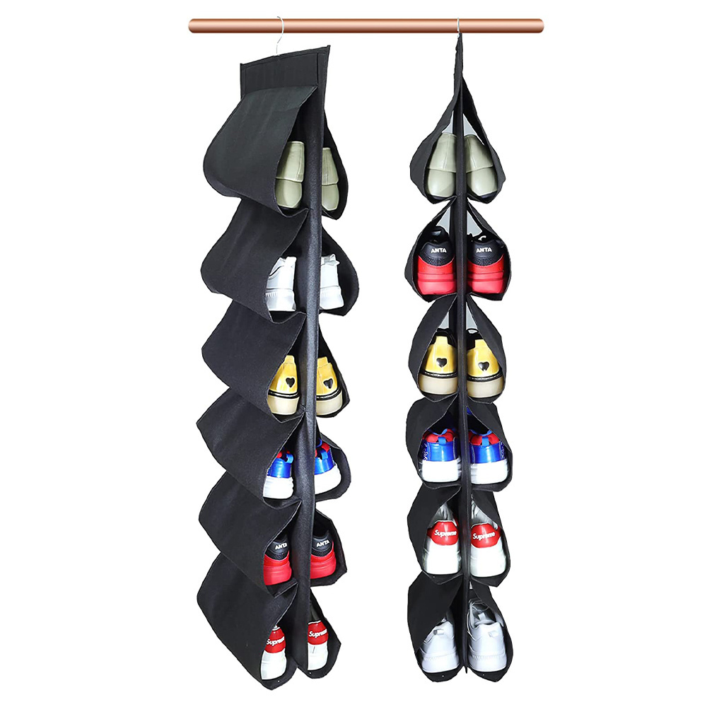 2023 fashion customization shoes storage organizer Hanging  bag Products 2 Pack 12 Large Pockets Hanging Shoe Organizer