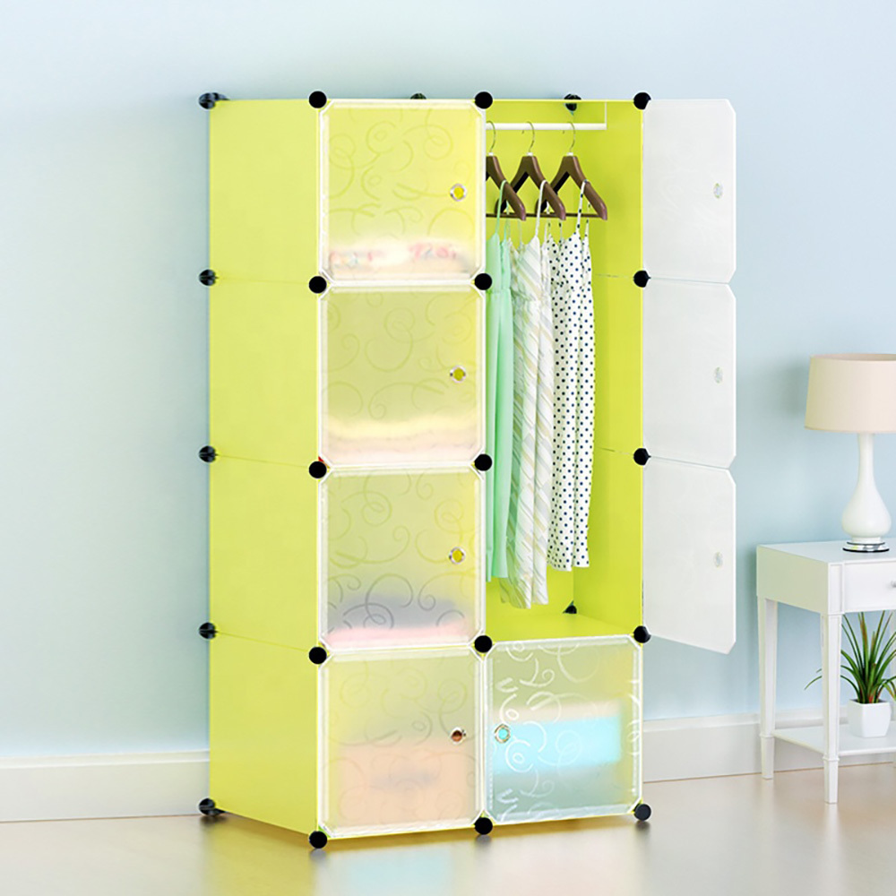 2024 Easy to Clean Folding Kids Assemble Plastic Portable Material Cube Wardrobe Closet Organizer