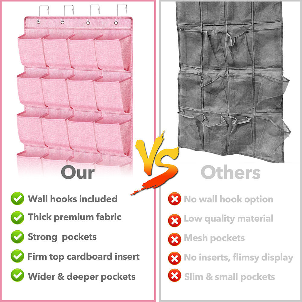 New Home Organizer Pockets Non-woven Fabric Over The Door Pantry Shoe Organizer