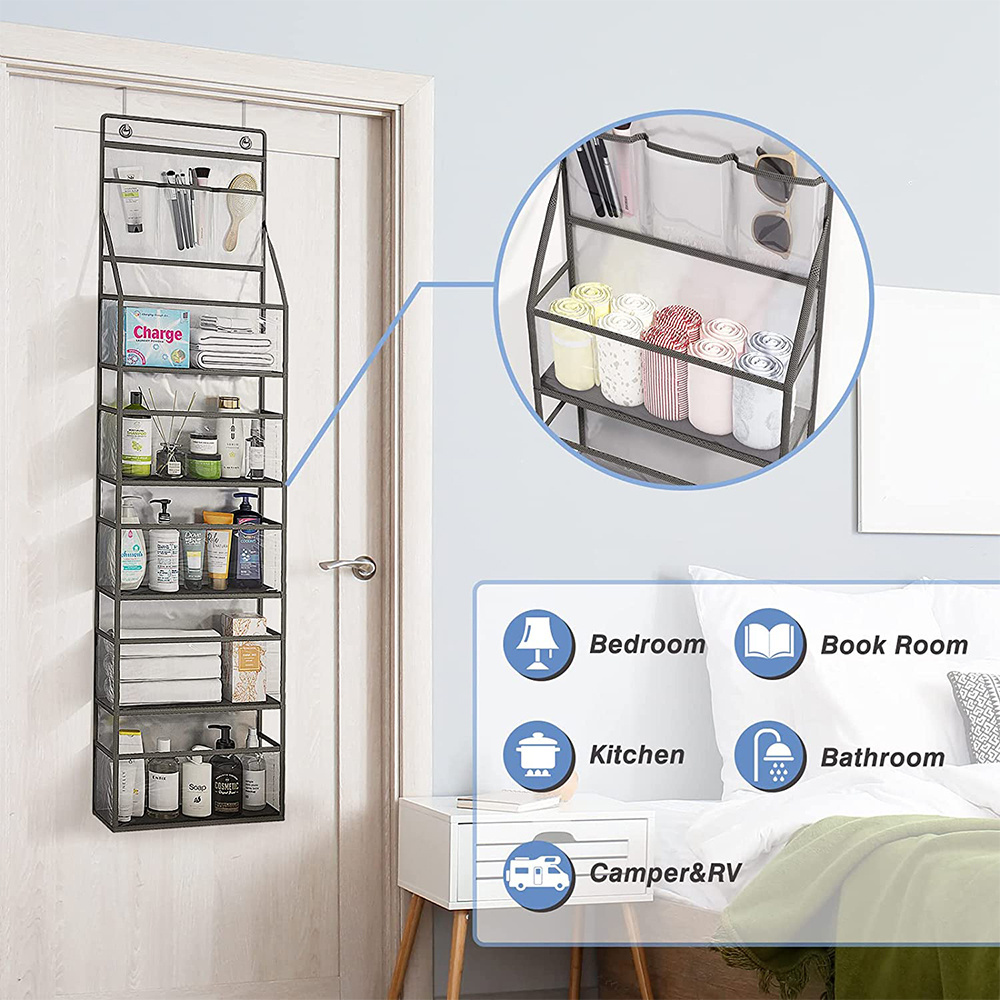 Durable Over Door Hanging Pantry Organizer Storage with Clear PVC Pockets