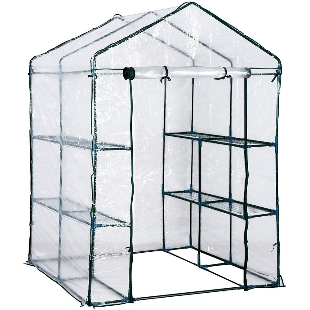 Walk in Greenhouse Portable Mini 8 Shelves Outdoor 3 Tier Green House