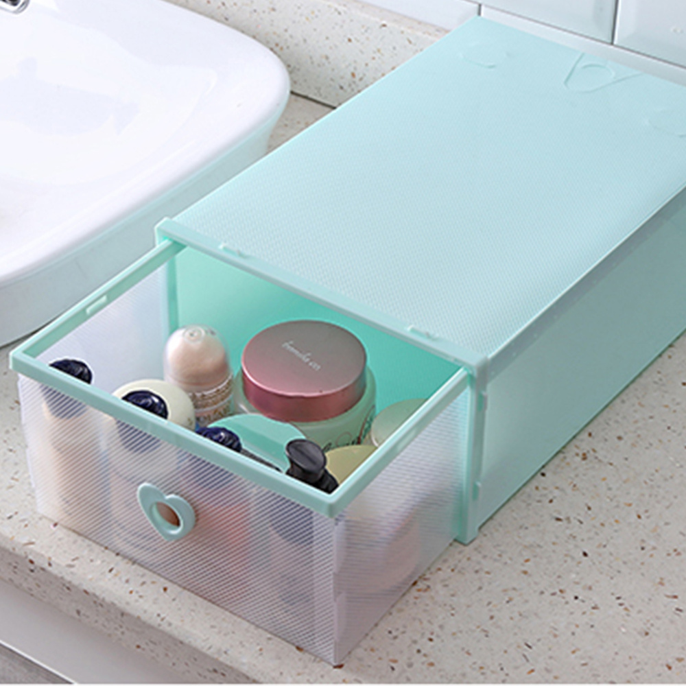 Stackable Plastic Shoe Box, Foldable Drop Front Shoe Storage Drawer Box, Clear Plastic Shoe Storage Organizer