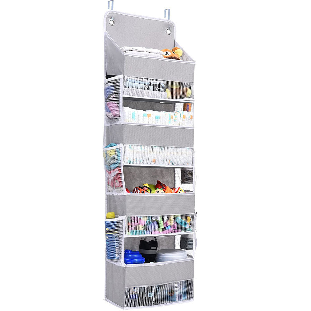 Strong Weight Capacity Foldable Wall Mount Hanging Storage Bag Over The Door Pockets Organizer with Mesh Side Pockets