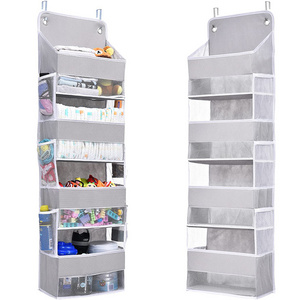 Strong Weight Capacity Foldable Wall Mount Hanging Storage Bag Over The Door Pockets Organizer with Mesh Side Pockets