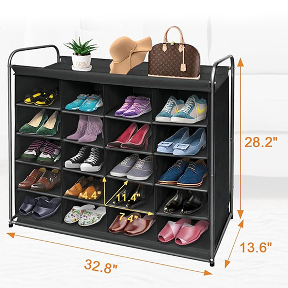 Foldable Space-saving Cubby Shoe Rack for Entryway