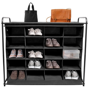 Durable Space-saving Cubby Shoe Rack With Metal Frame