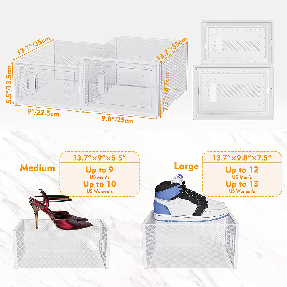 Modern Design Clear Foldable Plastic Sneaker Storage Box Shoe Box