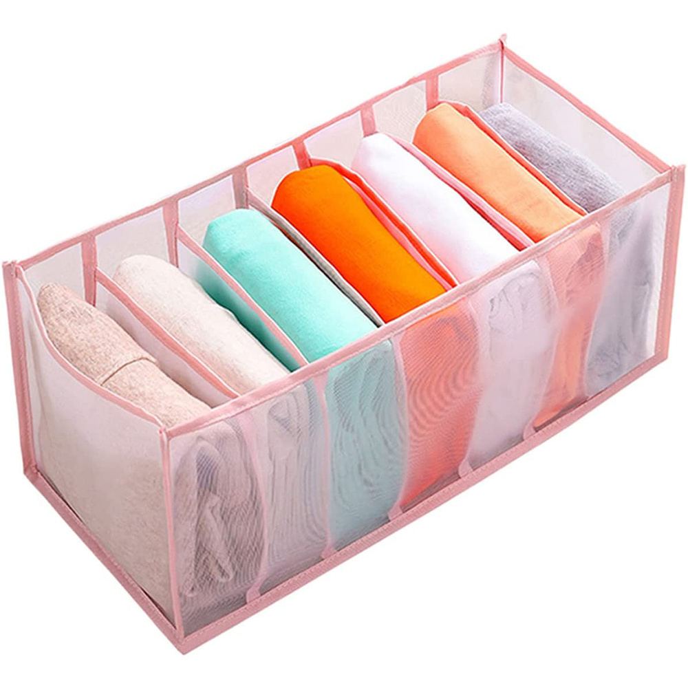 Folding Drawer Organizers Clothes Mesh Jeans Compartment Storage Box Closet Organizer for Clothes