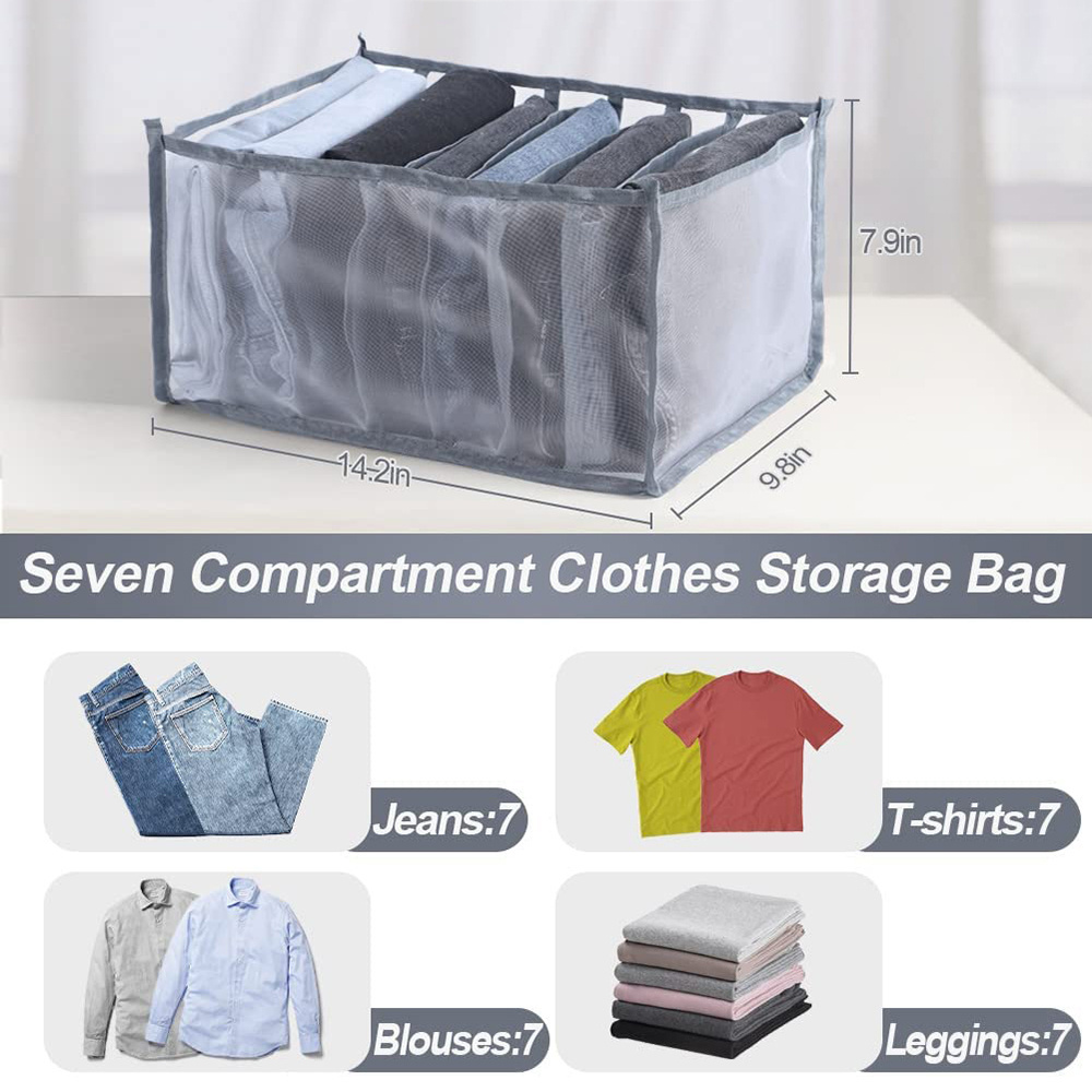 Folding Drawer Organizers Clothes Mesh Jeans Compartment Storage Box Closet Organizer for Clothes