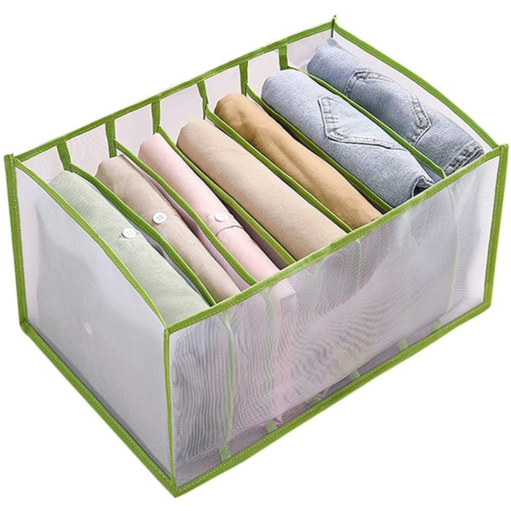 Portable Washable Visible Grid Mesh Clothes Drawer Storage Organizer for Jeans Trousers T-shirts Underwear Socks Scarves