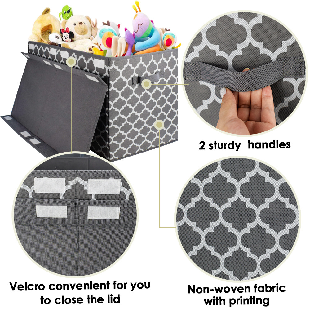 Portable and Foldable Kids Cloth and Toy Storage Chest Large Storage Box with Lid  Bins Cubes Cloth Closet Nursery Organizer