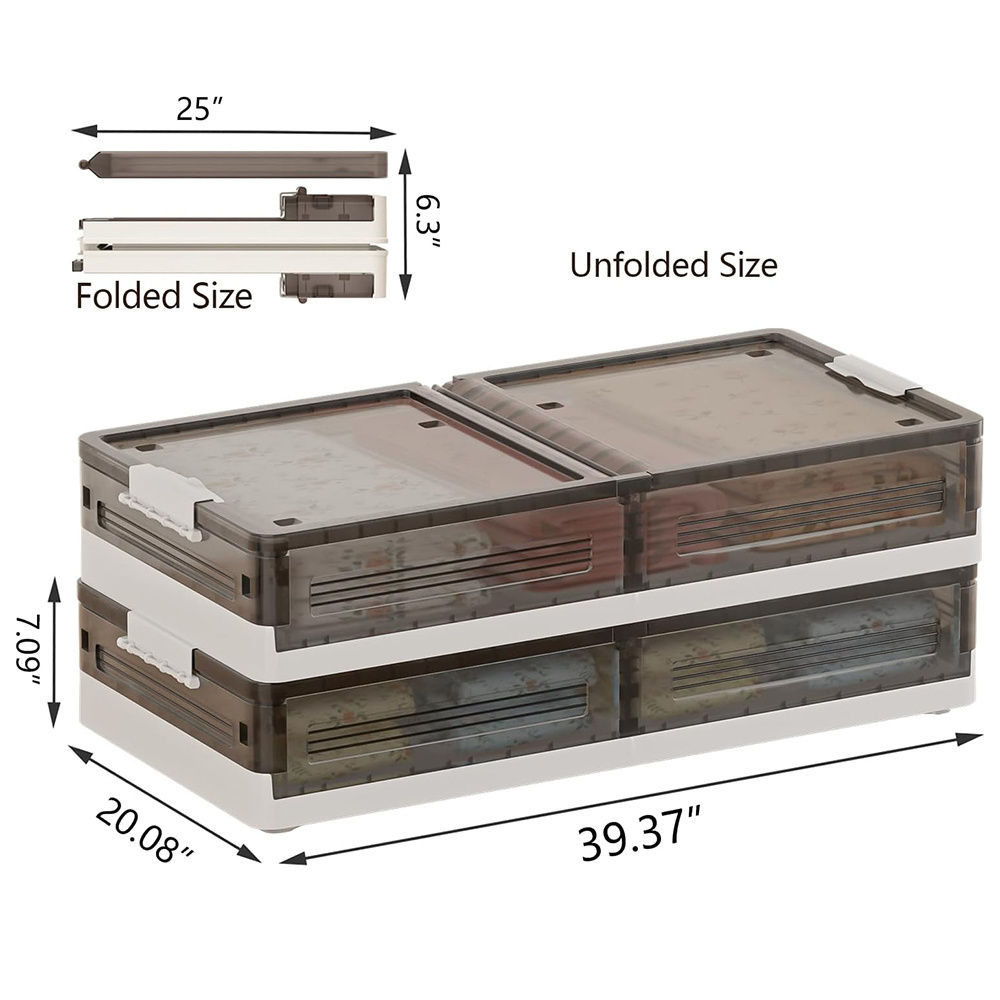 New Transparent Plastic Box Under Bed Foldable Rolling Storage Bin with Lid  for Clothes Shoes Toys