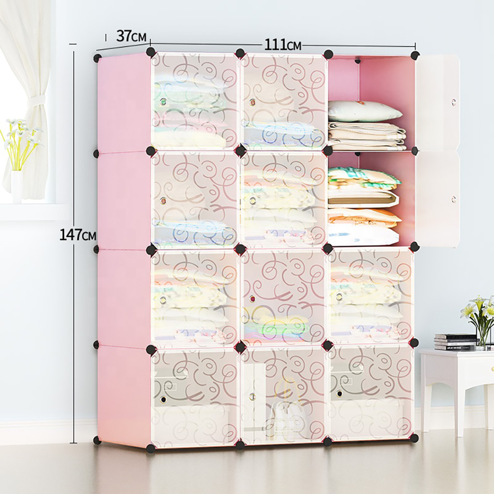 2024 Easy to Clean Folding Kids Assemble Plastic Portable Material Cube Wardrobe Closet Organizer