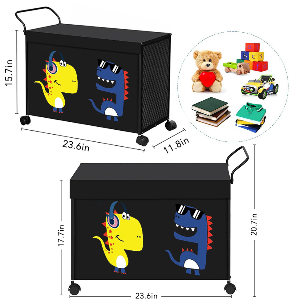 Customized Large Toy Storage Basket Stuffed Animal Storage Box Foldable Removable Children's Toy Chest with Wheels