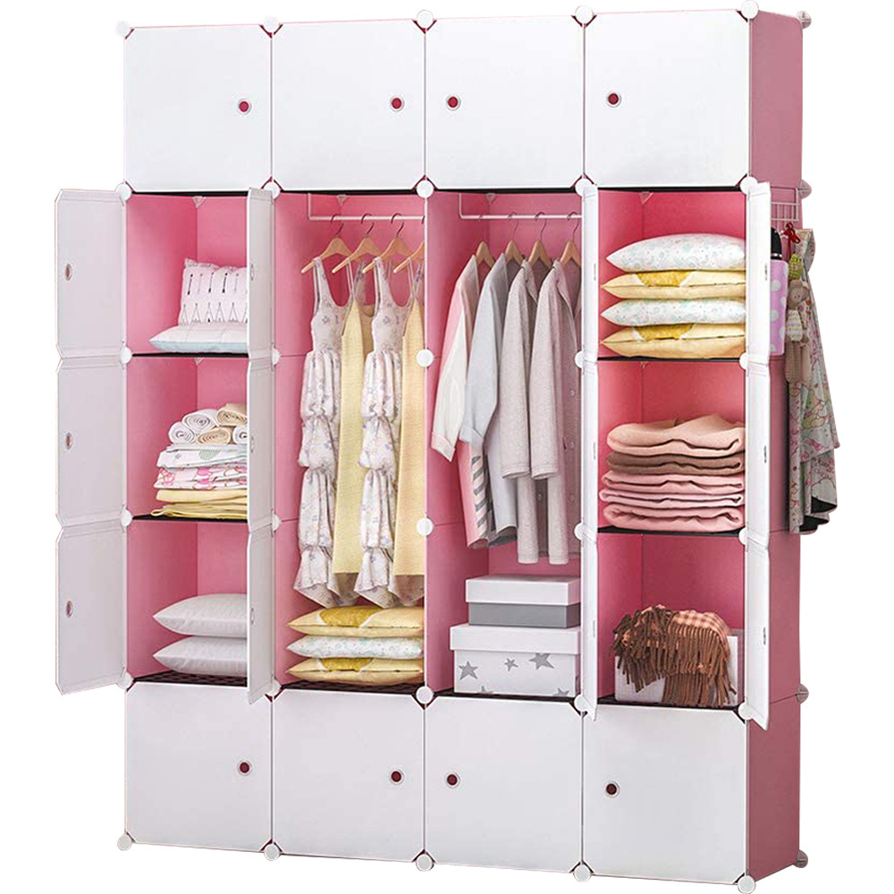 2024 Easy to Clean Folding Kids Assemble Plastic Portable Material Cube Wardrobe Closet Organizer